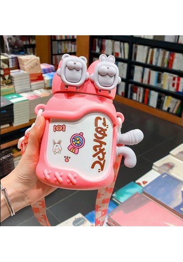 Clothing Finds Çift Içecek, Yüksek Değerli 316 Gıda Sınıfı Büyük Kapasiteli Çocuk Saman Bardağı, Sevimli Taşınabilir Su Bardağı G4w4rt Pembe