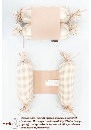 Mordesign Bebek Yuvarlanma Önleyici Yastık, Yenidoğan Yan Yatış Yastığı, Puffs Serisi Bej Zg987-1