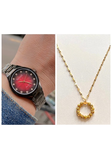 Ferrucci Fc061488 Çelik Kordon Siyah Kadın Kol Saati+çelik Kolye