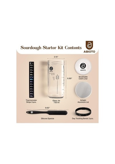 Trendooze Ekşi Hamur Mayası - 1000ml Cam Kavanoz, Termometreli, Kazıyıcılı, Kumaş Kapaklı