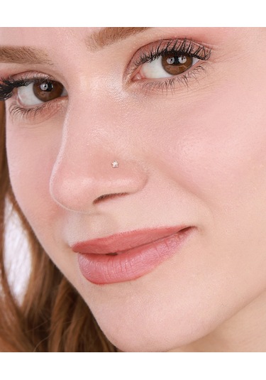 Parlak Beyaz Taşlı Gümüş Yıldız Hızma