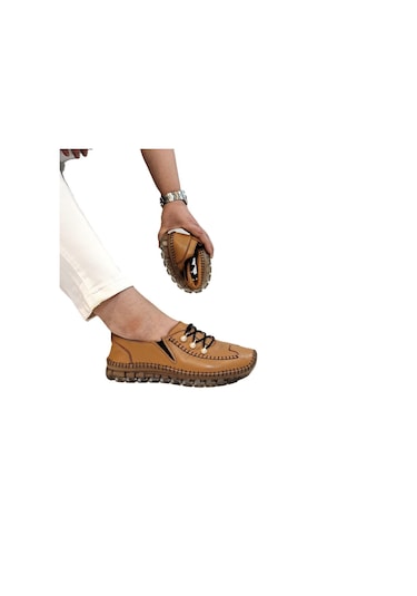 Voyager 9871 Açık Kahve Hakiki Deri Boncuklu Bayan Ayakkabı Açık Kahverengi