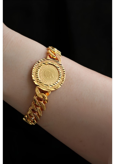 Altın Ürünler 22 Ayar Çeyrek Altınlı Altın Kaplama Çelik Bileklik