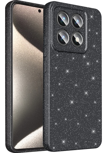 Ardemix 14t Pro Kılıf Kamera Korumalı Simli Lüks Koton Kapak - Siyah Siyah