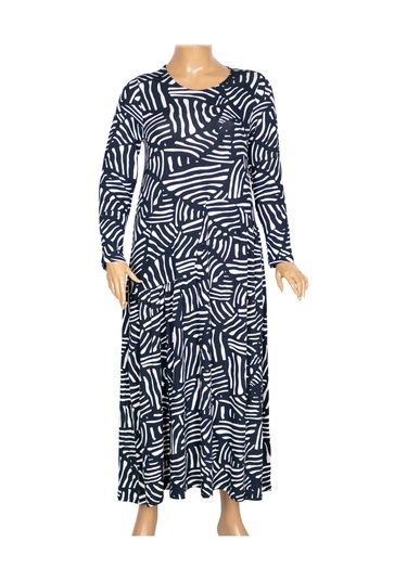 Barem Kadın Funda Belden Basene Büzgülü Penye Lacivert Elbise D56 Lacivert