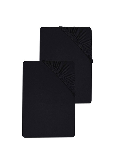 2 Adet Düz Pamuklu Tek Kişilik 80 X 200 X 30 Cm Lastikli Penye Çarşaf Siyah