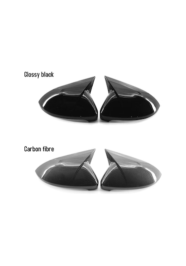 Wezone Vw Golf 7 2014-2019 Yapışkanlı Karbon Fiber Yan Ayna Kapakları - Siyah Parlak