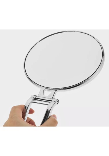 Gaman 2X Büyüteçli Yuvarlak Gümüş Portatif Makyaj Aynası