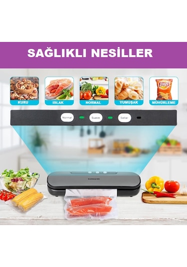 Küchen Pratic VS6910 Ev Tipi Elektrikli Vakum Makinesi - 10 Adet Vakum Poşeti Hediye