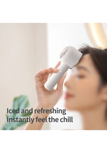 Springsun Usb Şarjlı Mini Fan, 3 Hızlı Soğutma, Dondurucu Mod, Telefon Tutucu, Taşınabilir Beyaz 1200mah Batarya Beyaz