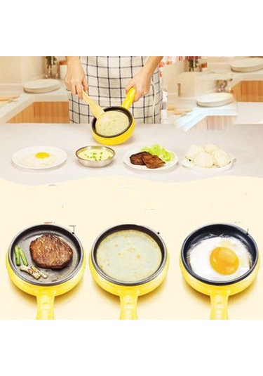 Çok İşlevli Mini Yapışmaz Tava Kazan Vapur Ocak Haşlanmış Patlıcan Mavi Çift Katlı Paket Mavi