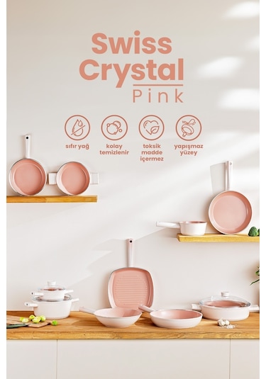 Emsan Swiss Crystal Kare Tava Pembe 28 Cm