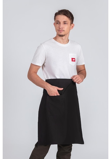 Erkek Belden Bağlamalı Barista Şef Mutfak Önlüğü Siyah