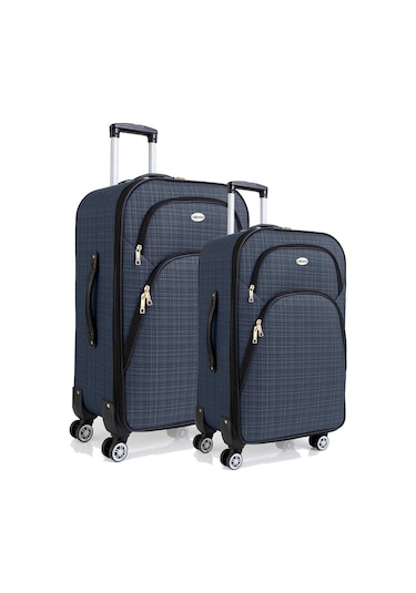 Gedox Orta Ve Kabin Boy Valiz Seti 4 Teker Kumaş Valiz Lacivert 1