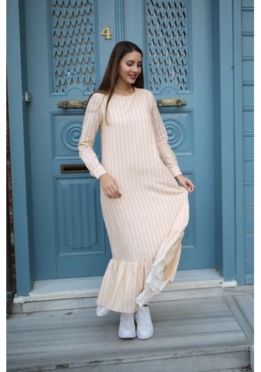 Pastelastore Neva Kadın Elbise Maxi Boy 1020-1 Bej