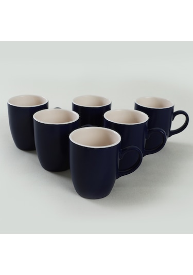 Keramika Mat Kobalt  / Beyaz Bulut Kupa 9 Cm 6 Adet