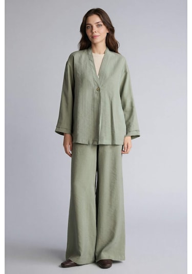 Defacto Regular Fıt V Yaka Modal Kimono H0673ax26spkh461 Haki-kh461