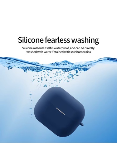 Huawei Freeclip 2 Kulaklık Uyumlu Mat Silikon Kılıf + Kanca Lacivert