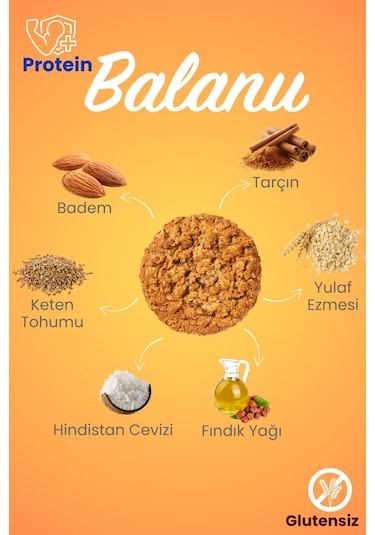 Balanu Düşük Şekerli Tarçınlı Badem Kurabiyesi 50gr X3 Adet