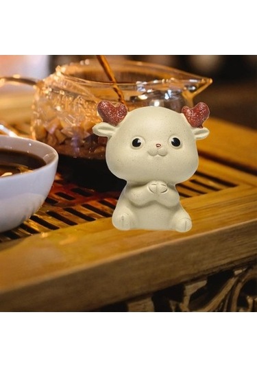 Lijinxu Mini Geyik Heykeli Çay Severler Hediye El 4.8x3.7x5.3cm