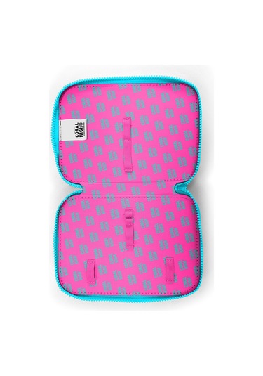 Coral High Kids Renkli Dondurmalı Kedi Desenli Çift Katlı Kalem Çanta 11139 Çok Renkli