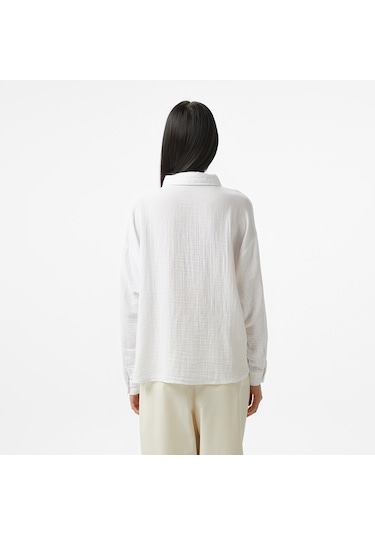 Nautica Kadın Beyaz Oversize Fit Gömlek Düz 55w072t Beyaz