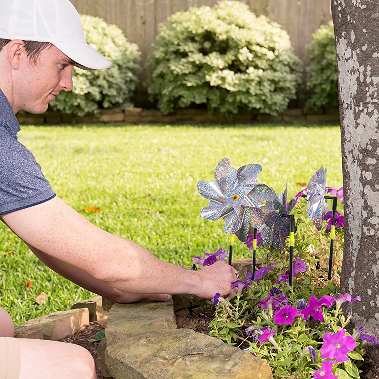 Yuntech01 Güçlü Yansıtıcı Kuş Kovucu: 8 Köşeli Güneş Enerjili Fırça, Bahçe-tarla-havaalanı Koruması, Kaliteli Plastik, 1 Adet Gümüş Noktalı