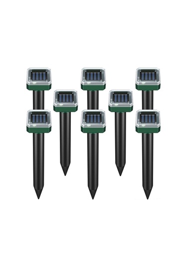 Ximistore9 Güneş Enerjili Ultrasonik Hayvan Kovucu, 40 Fişek Çapında Etki Alanı, Seri Nli Kli , 8 Adet Yeşil Plasti K Model