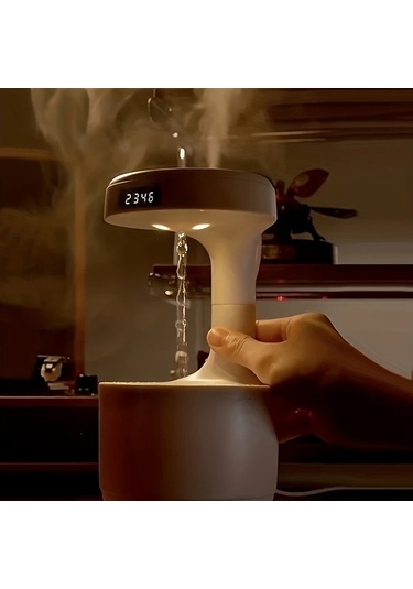 Motion003 1 Adet Anti Yerçekimi Nemlendirici Beyaz Saat Ve Gece Işığı Estetik Ev Dekoru Hava Kalitesi