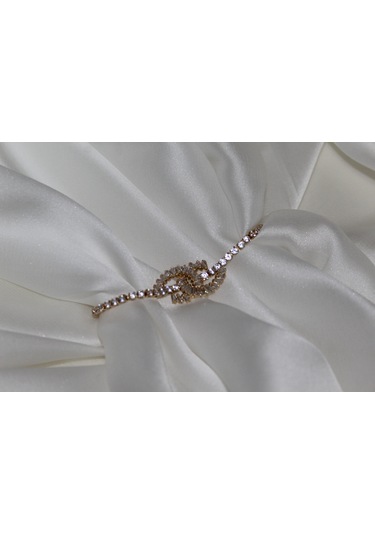 Sonsuz Işıltı Zirkon Taşlı Çelik Bileklik 17 Cm Sonsuzluk İşaretli Altın Renk Kadın Çelik Bileklik Gold