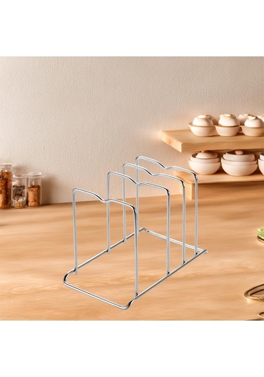 Trendooze Gümüş Mutfak Aksesuarı - Tencere Kapağı Tutucu & Kesme Tahtası Gümüş