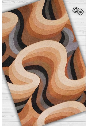 Homshtag Toprak Tonları, Soyut Salon Halısı,renk Geçişli Oturma Odası Halısı Çok Renkli