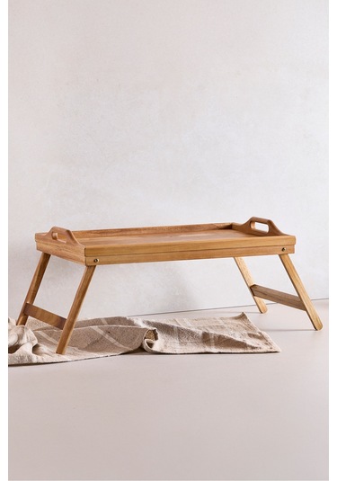 Akasya Ayaklı Katlanabilir Keyif Tepsi 50x30 Cm Kahverengı Kahverengi