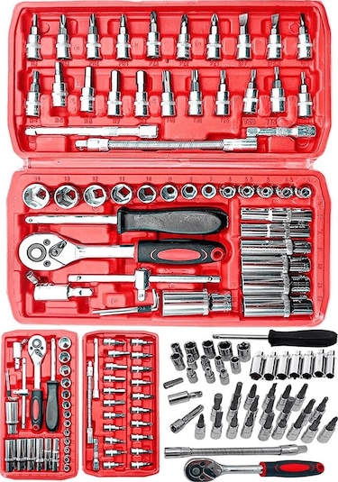 Yeni Nesil Lokma Anahtar Tamir Takımı 53 Adet 1/4 Cırcır Tork Anahtarı Soket Seti Oto Tamir Seti