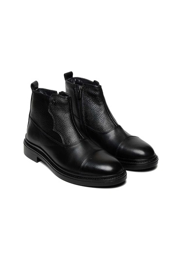 Bestello Bağcıksız Kauçuk Taban Düz Bot 023-231-24k Erkek Bot Siyah