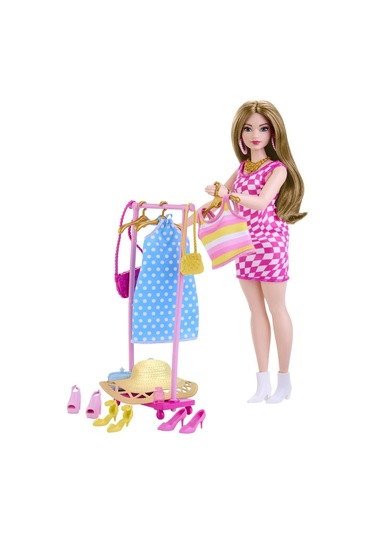 Barbie'nin Kıyafet ve Aksesuar Askısı Oyun Seti HPL78