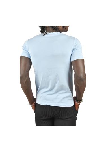 Deepsea Açık Mavi Erkek Dar Kesim Basic Tişört 1801131 Açık Mavi