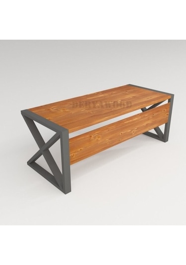 Deryawood Silver Ahşap Bilgisayar Masası 200x85x76 Cm-ön Ahşap-antrasit Renk Ayak Açık Ceviz