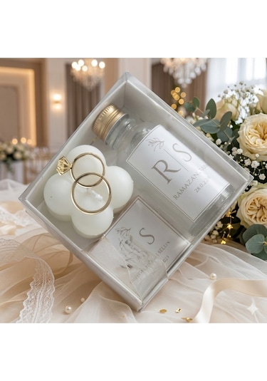20 Adet Kutuda Şişe &amp Çikolata &amp Mum Söz Nişan Nikah Kına