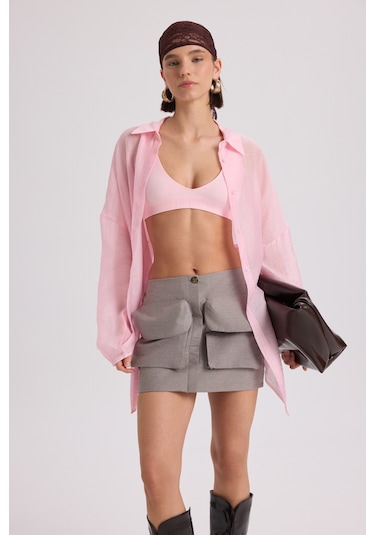 Mai Collection Mai Studios Co. Lyra Oversize Pembe Gömlek Pembe