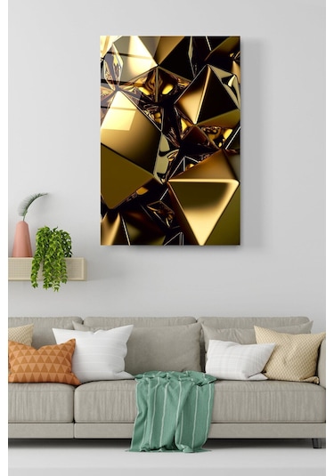 Gold Soyut Cam Tablo, Dekoratif Cam Tablo