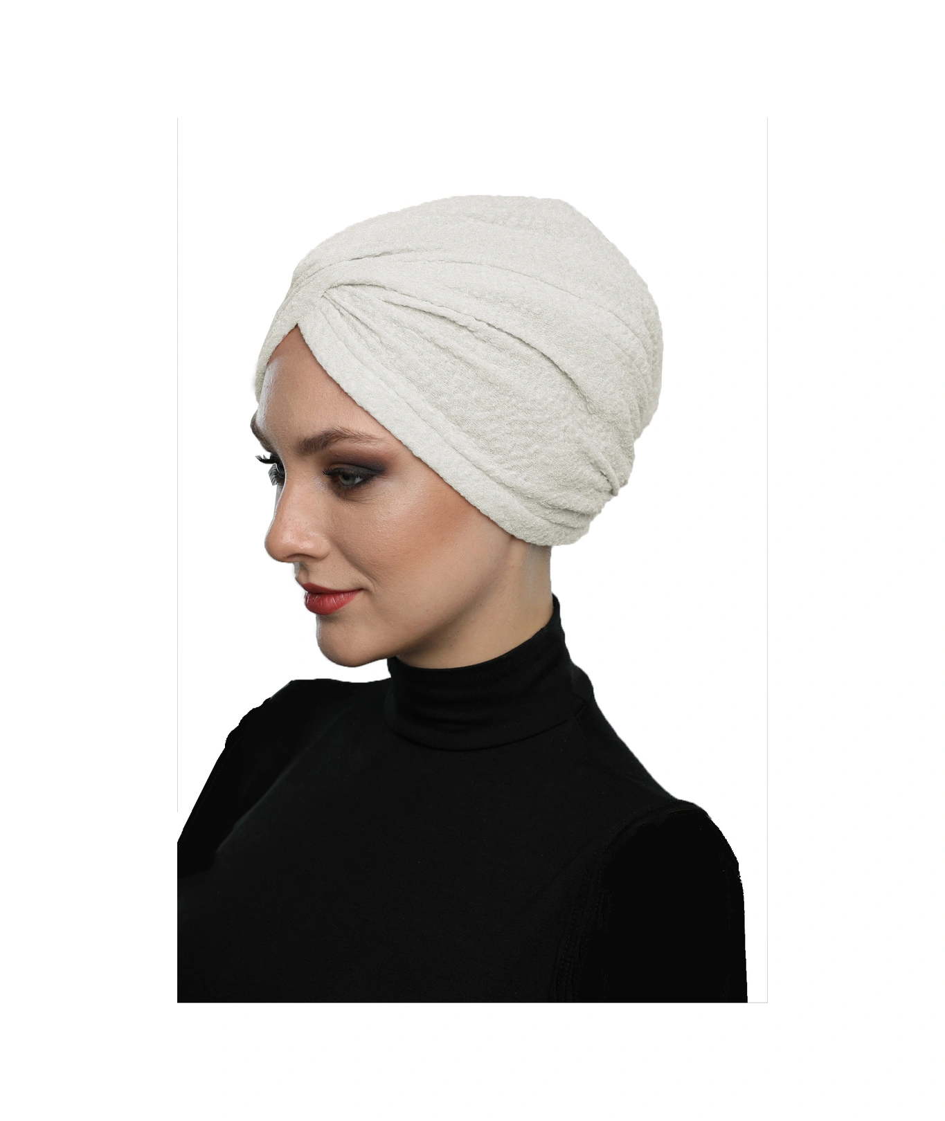 Brokar W Krem Hazır Türban Tesettür Bone Krem