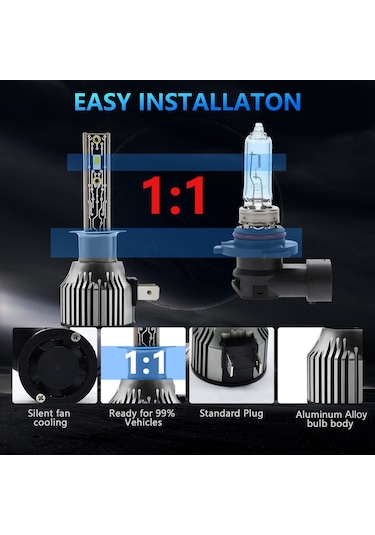 Geeroyoo A6 H1 Led Far Ampulü 120w 6500k 12000lm Ip68 Su Geçirmez 10-32v Çift Paket