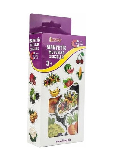 Diytoy Manyetik Meyveler Ve Sebzeler 26 Parçalı Magnet Meyve