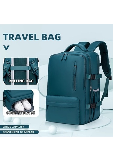 Fastbuy 15.6 Inç Hightower Siyah Seyahat Sırt Çantası, Büyük Kapasite, Ayakkabı Bölmesi, Şarj Portu, Hafif Laptop Çantası siyah