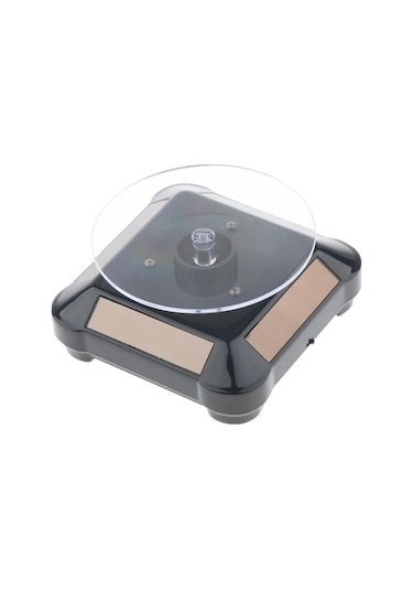 Trendooze Takı Tabla Standı Siyah Led Işık İçin Güneş Enerjili Ekran Döner Döner İg