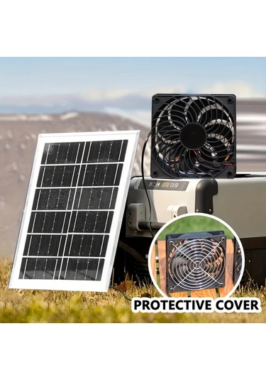 Boatshop1 1 Adet Güneş Paneli Tipi 1 Fan Seti Sera Soğutma Termal Yalıtım Malzemesi Solar Enerji Tavuk Kümesi Fanı