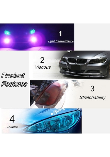 2pcs Araba Far Koruyucu Film Kuyruk Işık Film Motosiklet Sisli Film, Boyut: 30 X 100cm Altın , Boyut:30 X 100cm