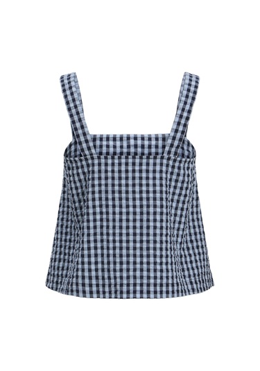 Jack & Jones Kadın Kalin Askili Ekose Desenli Bluz - Petra - 12277417 Skyway