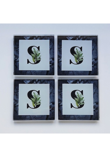 Decorita Cam Bardak Altlığı S Harfli Tasarım 4'lü Takım 10 x 10 CM Çok Renkli